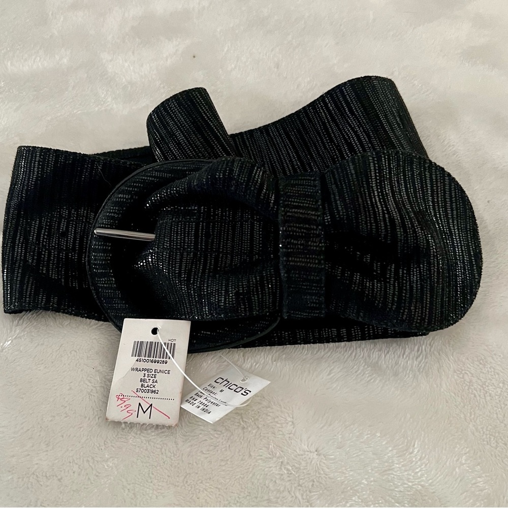 Chico's Black Metallic Belt